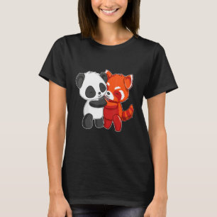 Chibi Panda Bear Hugs Red Panda Cute Kids T-Shirt