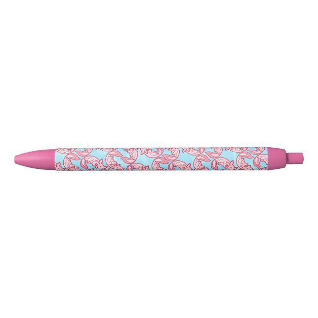 Chibi pink Axolotl pattern Chido Black Ink Pen (Front)