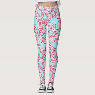 Chibi pink Axolotl pattern Chido Leggings
