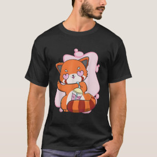Chibi Red Panda With Boba Tea Bubble Otaku Anime B T-Shirt