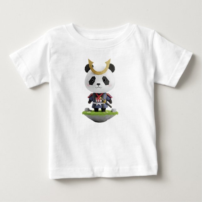 Chibi Samurai Panda 3D Character Baby T-Shirt (Front)