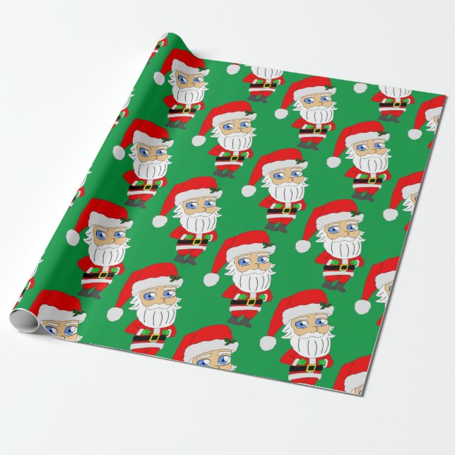chibi santa claus button wrapping paper (Unrolled)
