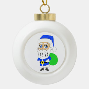 chibi Santa Claus Ceramic Ball Christmas Ornament