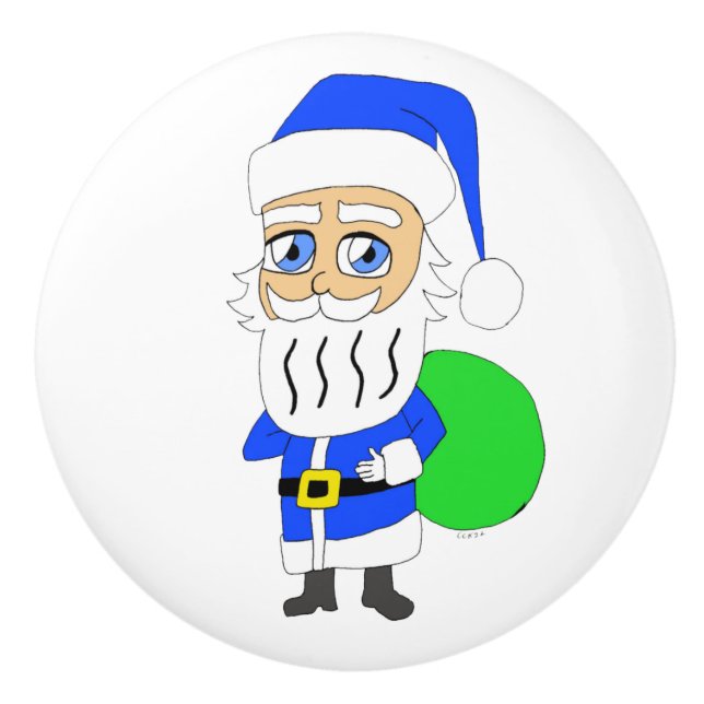chibi Santa Claus       Ceramic Knob (Front)