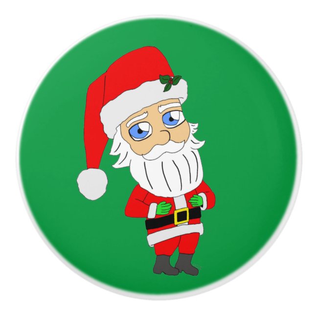 chibi santa claus     ceramic knob (Front)