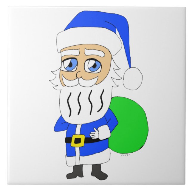 chibi Santa Claus     Ceramic Tile (Front)
