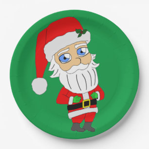 chibi santa claus paper plate