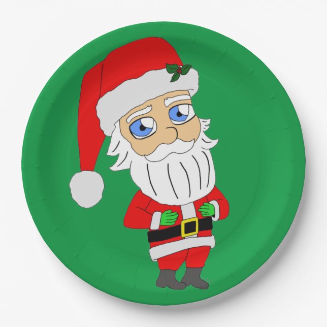 chibi santa claus    paper plate (Front)