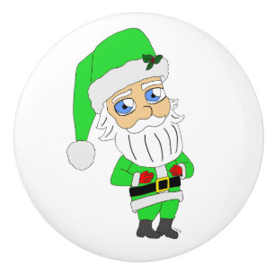 Chibi Santa green suit Ceramic Knob