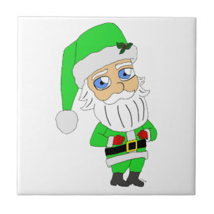 Chibi Santa green suit Ceramic Tile