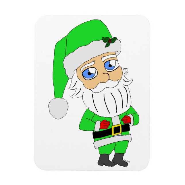 Chibi Santa green suit Magnet (Vertical)
