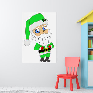 Chibi Santa green suit Poster
