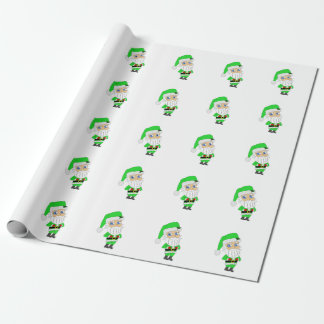 Chibi Santa green suit Wrapping Paper