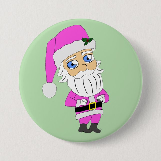 Chibi Santa pink suit 7.5 Cm Round Badge (Front)