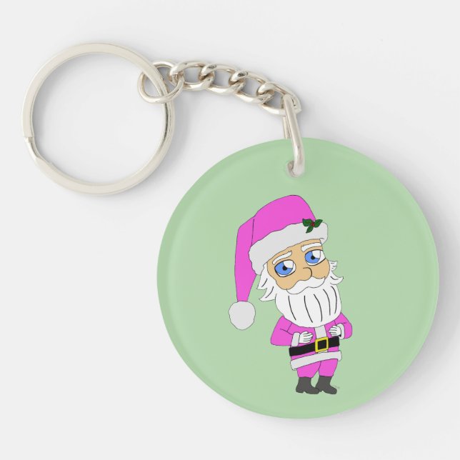 Chibi Santa pink suit Key Ring (Front)