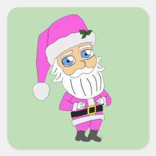 Chibi Santa pink suit Square Sticker