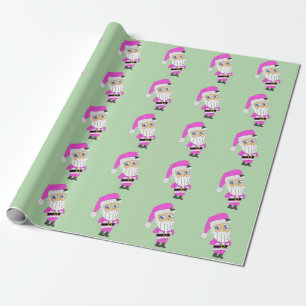 Chibi Santa pink suit Wrapping Paper