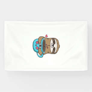 Chibi Sloth Coffee Lover � Cute Kawaii Sloth Huggi Banner
