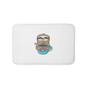 Chibi Sloth Coffee Lover – Cute Kawaii Sloth Huggi Bath Mat