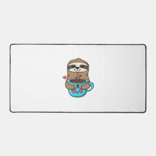 Chibi Sloth Coffee Lover – Cute Kawaii Sloth Huggi Desk Mat