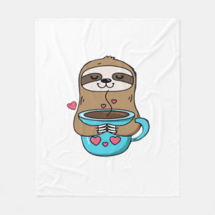 Chibi Sloth Coffee Lover – Cute Kawaii Sloth Huggi Fleece Blanket