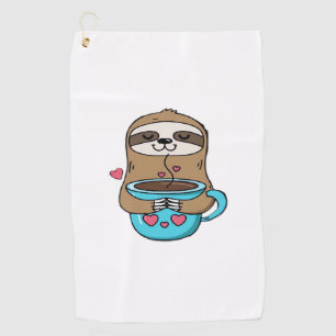 Chibi Sloth Coffee Lover – Cute Kawaii Sloth Huggi Golf Towel