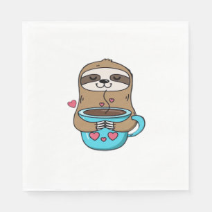 Chibi Sloth Coffee Lover – Cute Kawaii Sloth Huggi Napkin