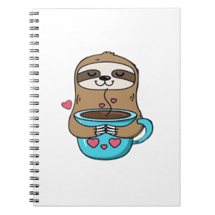 Chibi Sloth Coffee Lover – Cute Kawaii Sloth Huggi Notebook