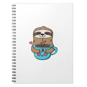 Chibi Sloth Coffee Lover � Cute Kawaii Sloth Huggi Notebook