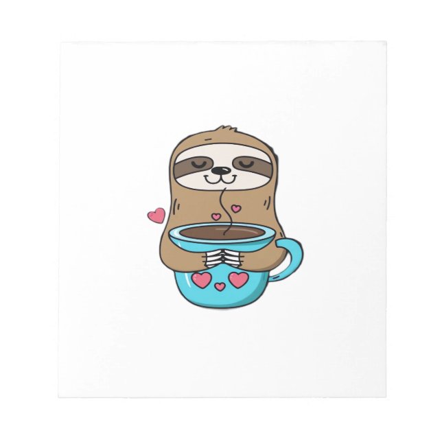 Chibi Sloth Coffee Lover � Cute Kawaii Sloth Huggi Notepad (Front)