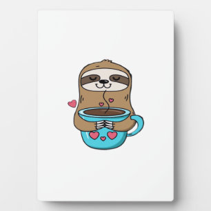 Chibi Sloth Coffee Lover � Cute Kawaii Sloth Huggi Plaque