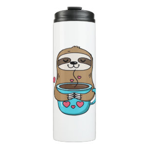 Chibi Sloth Coffee Lover – Cute Kawaii Sloth Huggi Thermal Tumbler