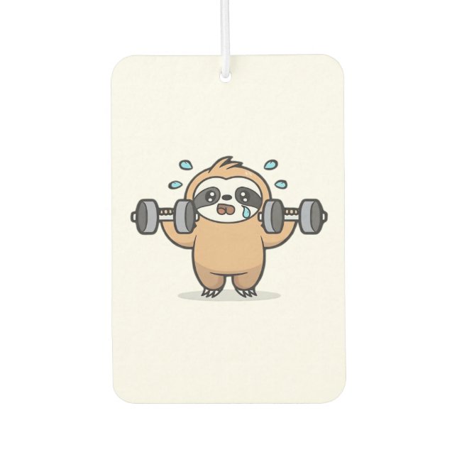 Chibi Sloth Gym Fail � Cute Kawaii Funny Workout A Car Air Freshener (Front)