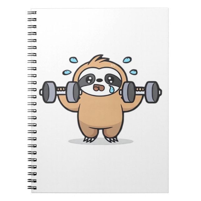 Chibi Sloth Gym Fail � Cute Kawaii Funny Workout A Notebook (Front)