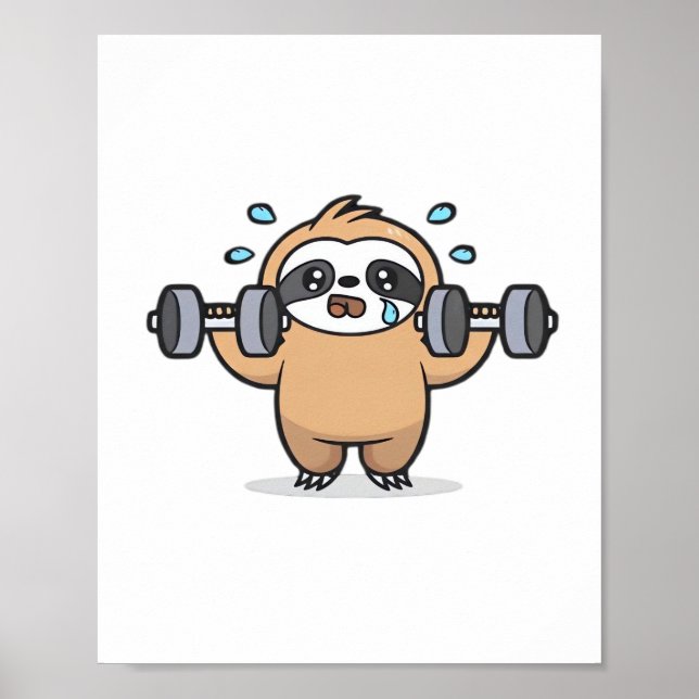 Chibi Sloth Gym Fail – Cute Kawaii Funny Workout A Poster (Front)