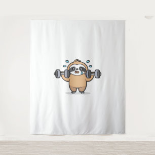 Chibi Sloth Gym Fail – Cute Kawaii Funny Workout A Tapestry