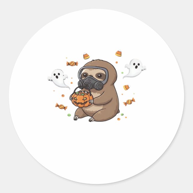 Chibi Sloth Hazmat Halloween Oversized T-Shirt Classic Round Sticker (Front)