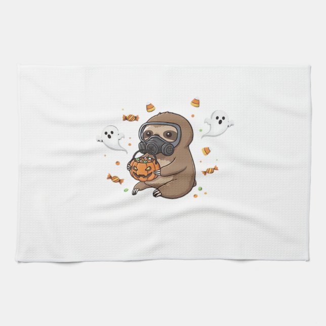 Chibi Sloth Hazmat Halloween Oversized T-Shirt Tea Towel (Horizontal)