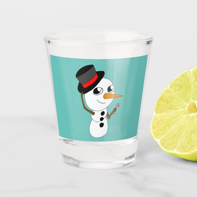 chibi smowman      shot glass (Front)