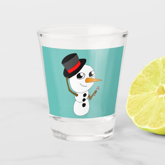 chibi smowman  shot glass (Front)