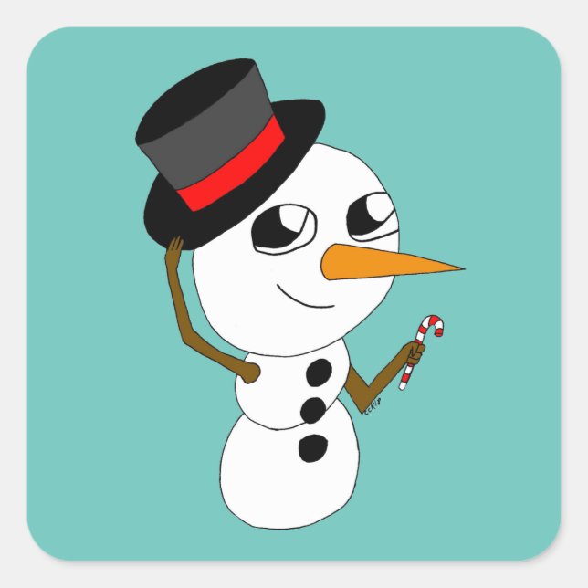chibi smowman square sticker (Front)