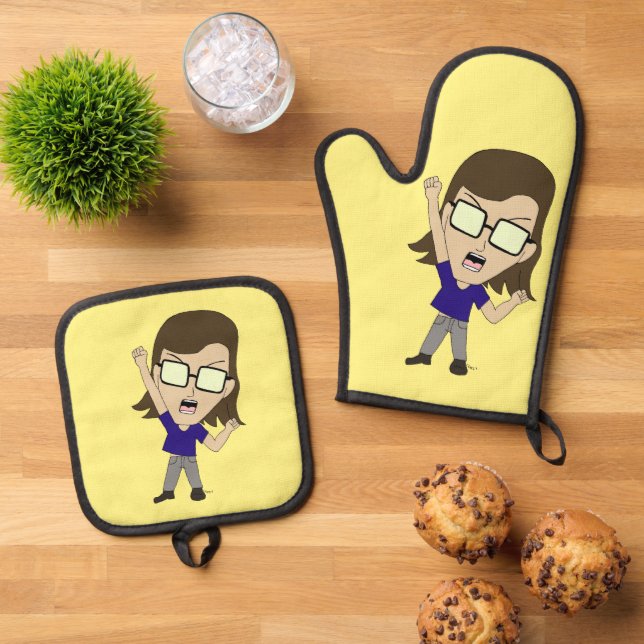 Chibi Sonic_Zeph   Oven Mitt & Pot Holder Set (Top Down)