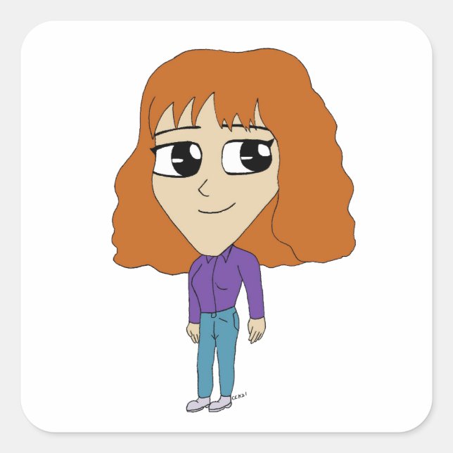 chibi      square sticker (Front)