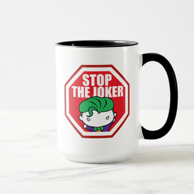 Chibi "Stop The Joker" Sign Mug (Right)