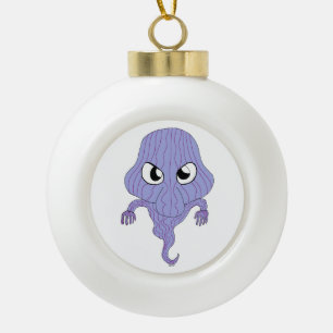 Chibi style ghost ceramic ball christmas ornament