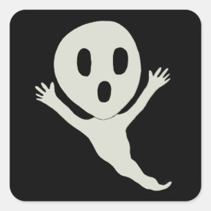 Chibi style ghost square sticker