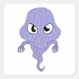 Chibi style ghost square sticker