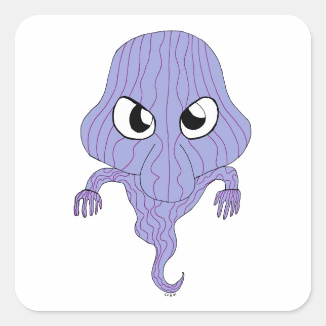 Chibi style ghost square sticker (Front)