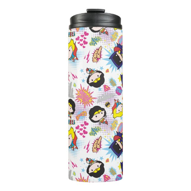 Chibi Super Heroine Pattern Thermal Tumbler (Front)