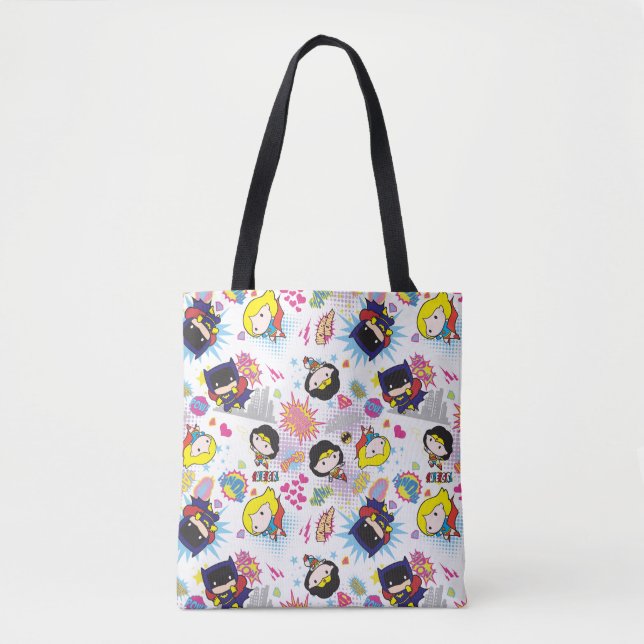 Chibi Super Heroine Pattern Tote Bag (Front)